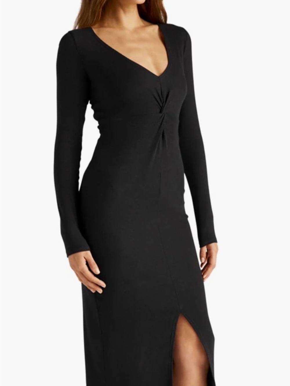 Beyond Yoga Black Long-Sleeve Twist-Front Maxi Dress